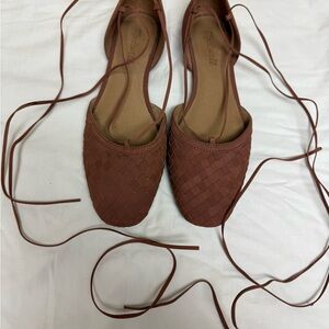 Madewell Brown Woven Lace-Up Flats